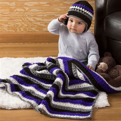 Red Heart Baby Dude Blanket & Hat in color | Crochet patterns afghan, Crochet for boys, Easy ...