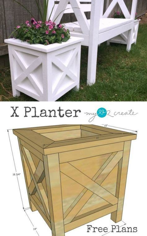 Super cute planter box with X detail. free plans | Diy wood planters ...