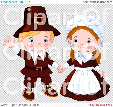 Clipart Cute Thanksgiving Pilgrims - Royalty Free Vector Illustration ...