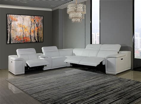 Divantalia Crasia Modern Recliner White Italian Leather Sectional Sofa ...