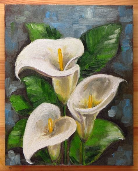 Art & Collectibles Painting White Lily Painting Original Art Lilies in ...