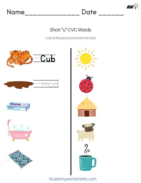 Cvc Words Worksheets Short U Worksheets By Little Eng - vrogue.co