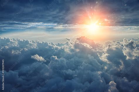 Beautiful blue sky background with clouds Stock Photo | Adobe Stock