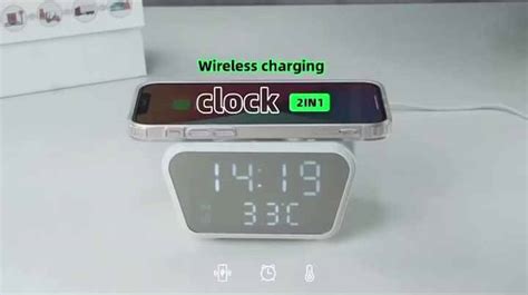 4 In 1 Bedside Desktop Night Clock With Wireless Charger Temperature Calendar Humidity 15w ...