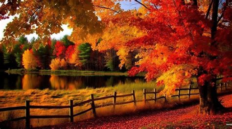 Fall Season Wallpaper Background, The Beautiful Landscape Of The Autumn Season In Fall ...