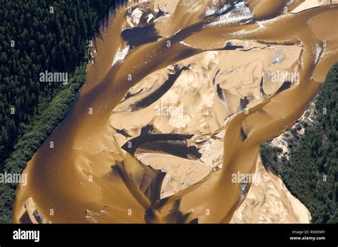 aerial, William River, Athabasca Sand Dunes Prov Park, Lake Athabasca, Saskatchewan Stock Photo ...