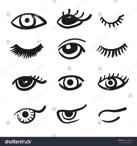 Set Doodle Eyes Lashes Vector Black Stock Vector (Royalty Free) 461704843 | Shutterstock