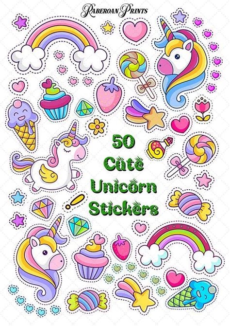 Bestseller Lovely Unicorn ONE 1 Sticker Sheet Template PNG, JPF ...