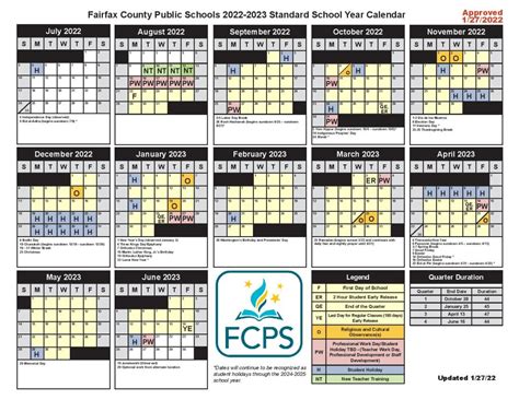 Fairfax County Public Schools Calendar 2022-2023 in PDF