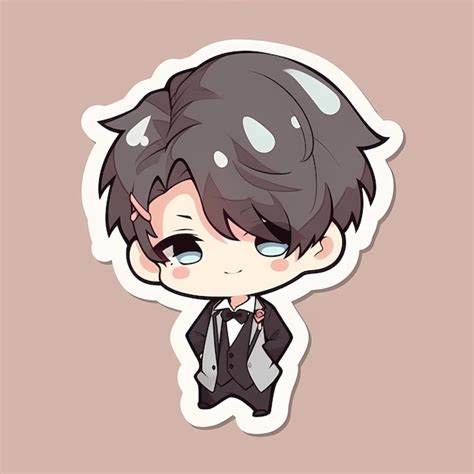 Premium Photo | Minimal Japanese Kawaii Butler Boy Chibi Anime Vector Art Sticker with Clean ...