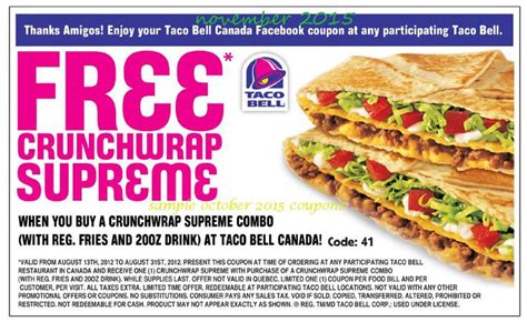 Taco bell coupons, Fast food coupons, Food coupon