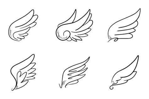 Premium Vector | Sketch angel wings angel feather wing vector illustration