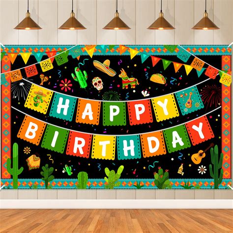 Buy Mexican Happy Birthday Decorations Banner Mexican Fiesta Themed ...