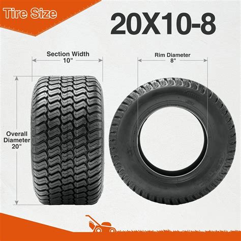 Set 2 20x10-8 Lawn Mower Tires 4Ply Heavy Duty 20x10x8 Garden Tractor ...