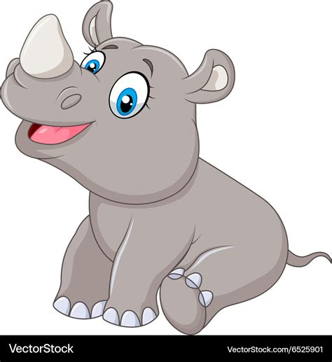 Cartoon baby rhino sitting isolated Royalty Free Vector