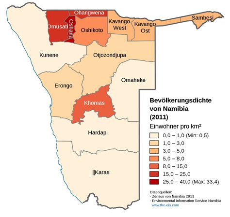 Namibia Population Density Map