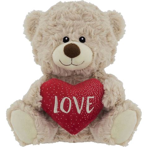 Valentine's Day Bear With Heart Plush 20cm Assorted Each | Woolworths