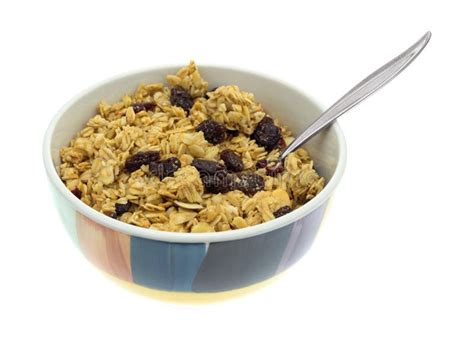 Granola Cereal in Bowl with Spoon Stock Photo - Image of white, colorful: 65156828