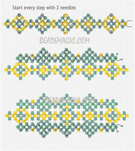 Image result for Seed Bead Bracelet Pattern Tutorial Free Printable | Beaded necklace patterns ...