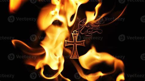 Christian Symbol Cross on Fire 14261370 Stock Photo at Vecteezy