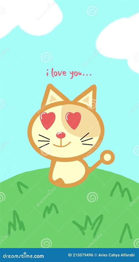 I Love You Cute Cat Wallpaper Quotes Stock Illustration - Illustration of advertising ...