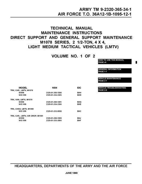 M1078 SERIES, 2 12-TON, 4 X 4, LIGHT MEDIUM TACTICAL VEHICLES VOLUME NO ...