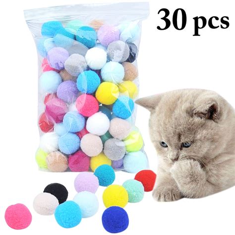 30Pcs 0.98in Cat Toy Ball Creative Colorful Interactive Cat Pom Pom Cat Chew Toy - Walmart.com