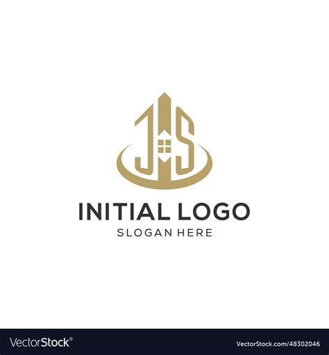 Initial js logo with creative house icon modern Vector Image