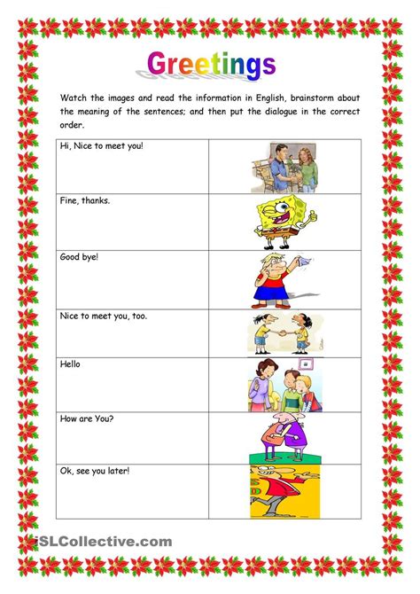 Greetings | Kindergarten worksheets, English worksheets for ...