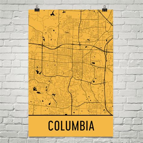 Columbia MO Street Map Poster - Wall Print by Modern Map Art