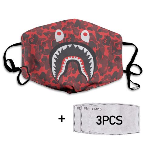 Bape Shark Face Red Camo PM 2,5 Face Mask - Ellie Shirt
