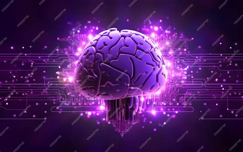 A purple brain with purple lights and a purple background | Premium AI-generated image