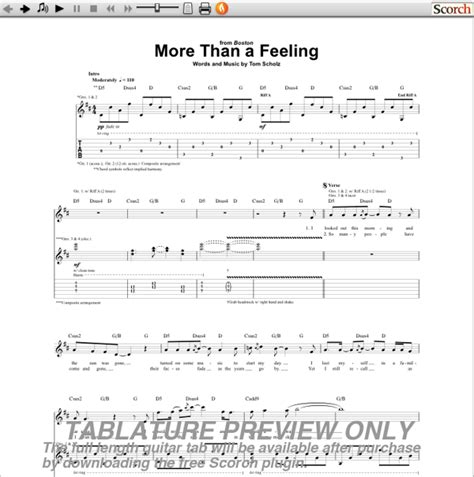 Boston More Than a Feeling Guitar Tab : Free Boston Guitar Tab