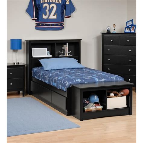 Prepac Platform Storage Bed w/ Bookcase Headboard by OJ Commerce $360. ...