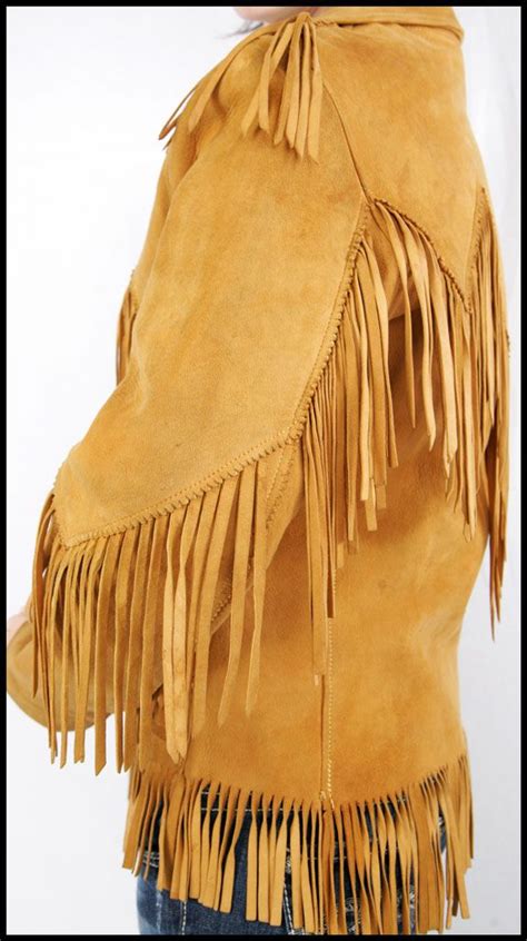 vtg 60s western BUCKSKIN LEATHER FRINGE jacket COAT s m zigzag navajo cowgirl | Fringe leather ...