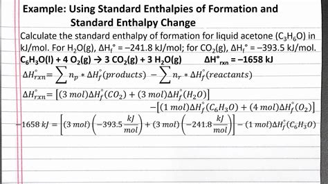 CHEM 101 - Using Standard Enthalpies of Formation and Standard Enthalpy Change - YouTube