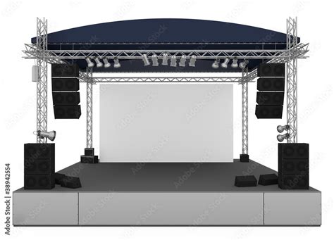 Front view of outdoor gig stage. 3D render Stock Illustration | Adobe Stock