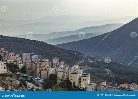 View of Galilee Mountains from the Holy City of Safed or Tsfat Israel in the Evening. Mountain ...