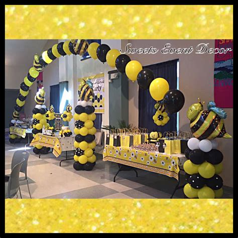 Bee Theme Decoration by: Sweets Event Decor | Bumble bee birthday, Bee ...