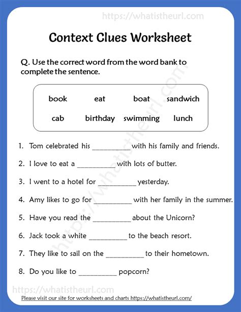 Context Clues Worksheet for Grade 5-2 - Your Home Teacher