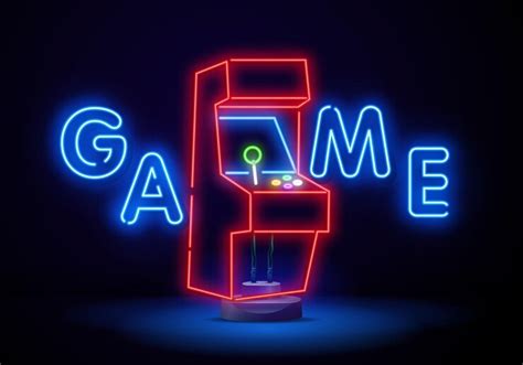 Premium Vector | Retro arcade neon sign isolated bright signboard arcade game logo neon emblem ...