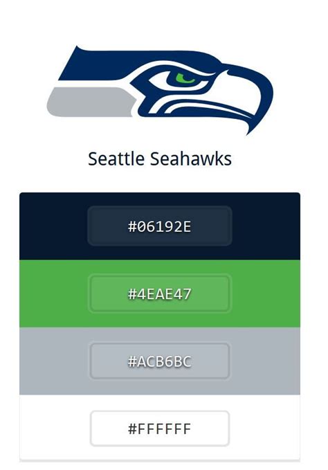 Seahawks Hex Codes - from http://teamcolors.arc90.com/ All NFL and NBA ...