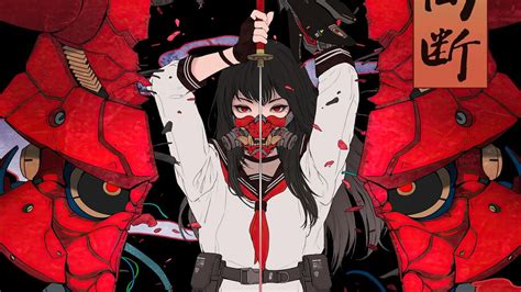 Samurai, Anime, High School, Girl, Katana, Oni, Mask, 4K, #6.2217 ...