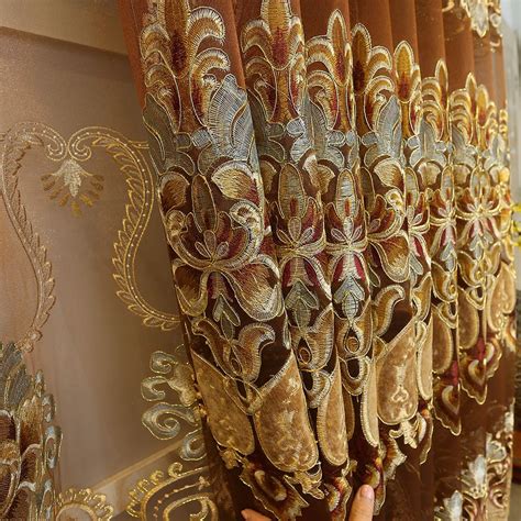 2020 European Royal Gold Curtains Enbroidered Curtains For Living Dining Room Bedroom Sheer ...