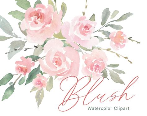 Pink Watercolor Floral Clipart Free Commercial Use Blush Light | Etsy