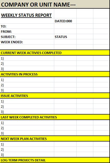 Weekly Business Report Template Excel ~ Excel Templates