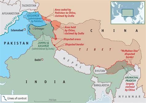 Current and Claimed borders of both China and India | Download Scientific Diagram