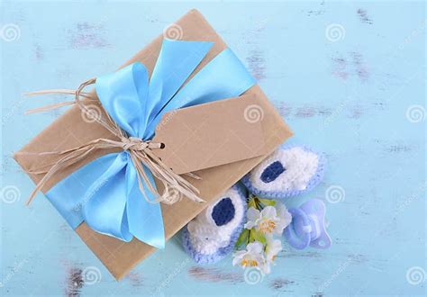 Baby Shower Its a Boy Natural Wrap Gift Stock Image - Image of chic ...