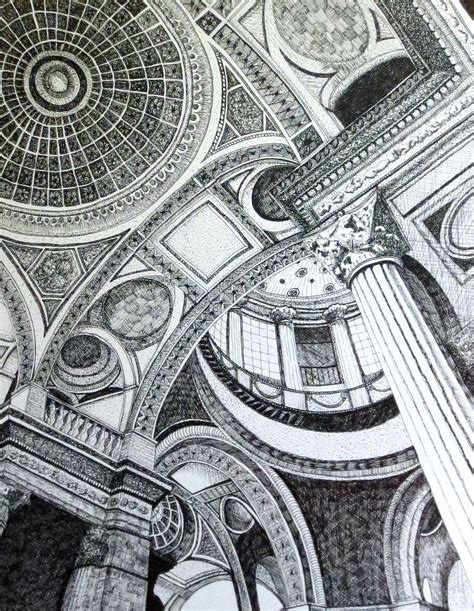 pen and ink - cathedral interior | Pen and ink, Doodle lettering, Art pens