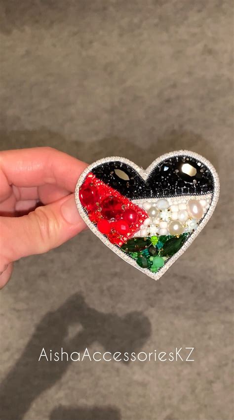 Handmade Palestine Flag Brooch Gift Palestine Map Broach Crystal Beaded ...